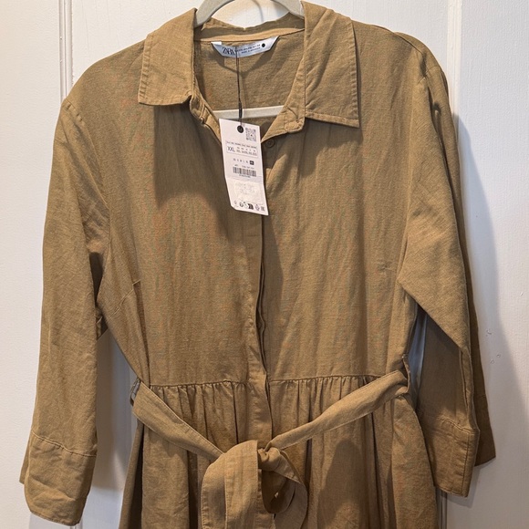 Zara Linen & Cotton Shirt Dress - Picture 4 of 7